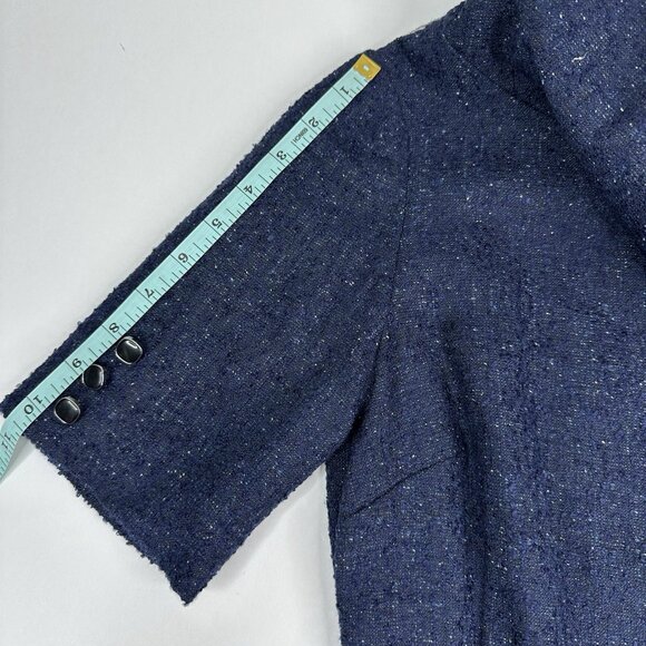 Tahari Women's NWOT Blue Jacquard Shaw Collar Business Career Shift Dress 4/C33 - Picture 13 of 15